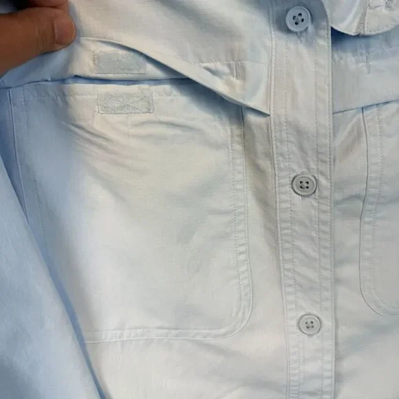 Eddie Bauer SS25 Long Sleeve Performance Shirt M Light Blue UPF Sun Protection - Picture 6 of 12